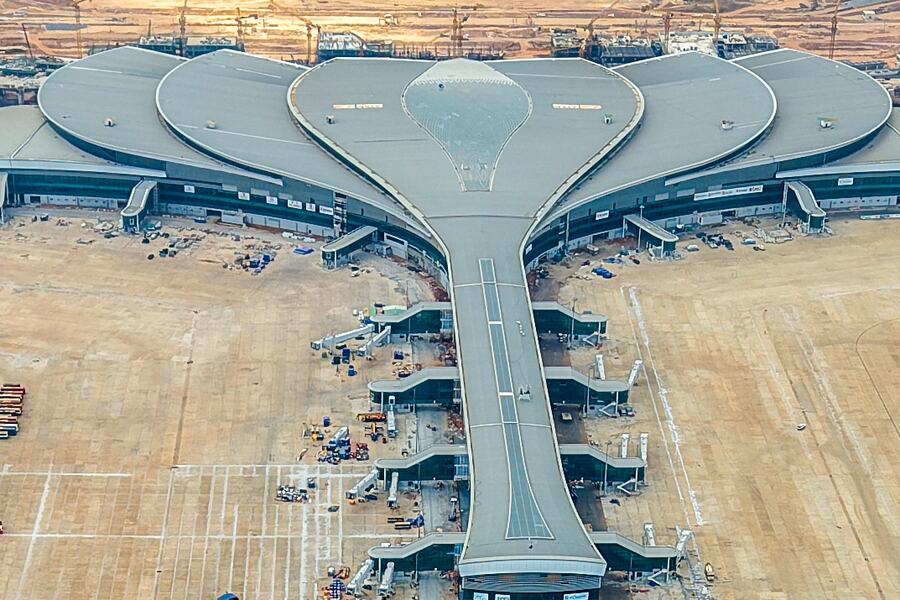 Long Thanh International Airport passenger terminal under construction, seen from above